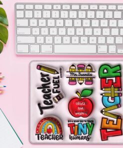 Personalised 3D Effect Apple Pencil Rainbow Teach Love Inspire Non-slip Mouse Pad with Name Birthday Teacher?s Day Appreciation Gift for Teacher MQLT4030703