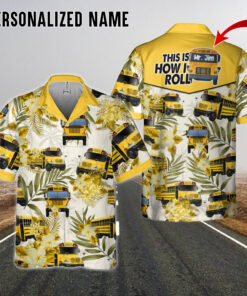 Personalized School Bus Driver Hawaiian Shirt, 100 Days of School, Yellow Bus Gift, Back To School Gift QFNT4120702