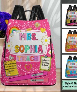 Personalized Teacher Leather Backpack QFHM4180702