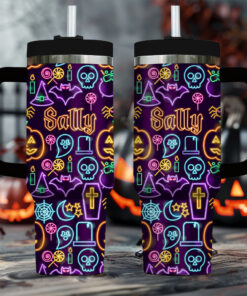 Personalized Halloween Neon 3D Print Faux 40 Oz Tumbler QFNT4170801