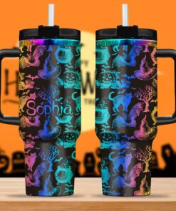 Personalized Black Cat Halloween Chroma 40 Oz Tumbler QFHA4220801