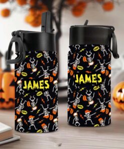 Kids Dancing Skeleton Halloween 11 oz Water Bottle, Boys & Girls Halloween Water Bottle, Fun Halloween Water Bottle for Kids, Skeletons Halloween Water Bottle QFHM4310809
