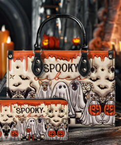 Halloween Spooky Vibes Dog Lover Leather Handbag & Wallet, Spooky Ghost Dog Lover Gift, Halloween Gift NPNT4120801