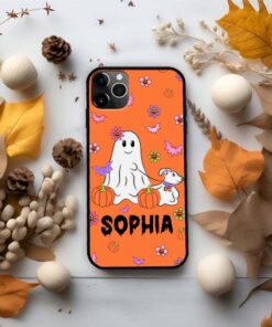 ?ute Ghost Walking Dog Phone Case, Dog Lovers Halloween Gift, Halloween Dog Phone Case, Spooky Season Halloween Phone Case QFLT4140801
