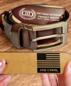 Personalized Vietnam Veteran Belt, Vietnam Veteran Proudly Served Duty - Honor - Country Leather Belt NPND4190804