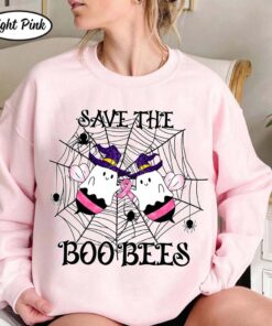 Boo Bees T Shirt, Halloween x Breast Cancer Awareness T Shirt, Breast Cancer Awareness Gift, Halloween Gifts for Breast Cancer Survivor NPHM4230801