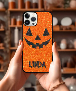 Personalized Orange Pumpkin Phone Case, Halloween Phone Case, Halloween Gift Idea, Spooky Season Phone Case, Fall Phone Case QFTO4270801