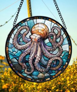 Stained Glass Sea Octopus Suncatcher NPHM280803