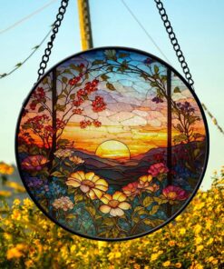 Stained Glass Sunset Scenery Suncatcher NPHM4280806