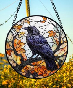 Stained Glass Black Raven Suncatcher NPHM4280810