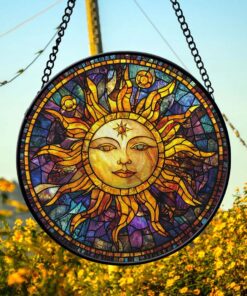 Stained Glass Tarot SunCatcher, ''The Sun'' Tarot Card PMHM4290805