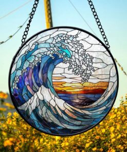 Stained Glass Ocean Wave Suncatcher NPHM4290801