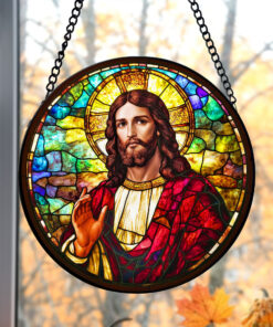 Jesus Christ Stained Glass Round QFND4280803