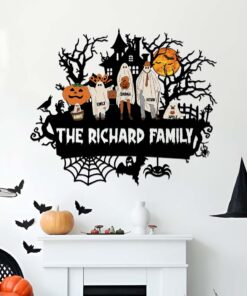 Personalized Family Halloween Metal Sign, Family Name Metal Sign, Funny Family Ghosts Halloween Sign, Spooky Season Halloween Gifts QFLT4090801