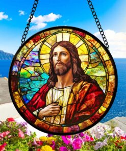 Jesus Christ Stained Glass Round QFND4280804