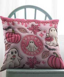 3D Ghost Pink Halloween Pillow, Pink Halloween, Pink Halloween Decor, Cute Ghost Pillow, Spooky Vibes Throw Pillow, Pink Fall QFTO4140801