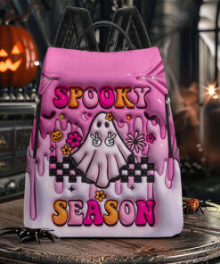 Spooky Vibe Print 3D Inflated Leather Backpack Halloween Gift QFTO4020802
