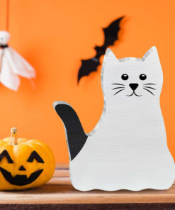 Wooden Ghost Cat Acrylic, Halloween Decor EMUU4060803