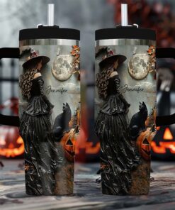 Personalized Witch Print 3D Relief Art 40 Oz Tumbler, Spooky Halloween Tumbler, Trick Or Treat Halloween Tumbler, Witchy Gothic Tumbler QFHM4300804