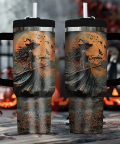 Personalized Witch Print 3D Relief Art 40 Oz Tumbler, Spooky Halloween Tumbler, Trick Or Treat Halloween Tumbler, Witchy Gothic Tumbler QFHM4300805