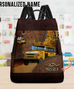 Personalized School Bus Driver Leather Backpack QFTO4050801