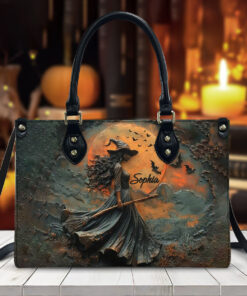 Personalized Witch Print 3D Relief Art Handbag With Handle, Spooky Halloween Bags, Trick Or Treat Halloween Bags, Witchy Gothic Bags QFHA4300802