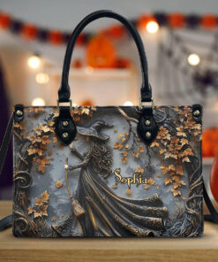 Personalized Witch Print 3D Relief Art Handbag With Handle, Spooky Halloween Bags, Trick Or Treat Halloween Bags, Witchy Gothic Bags QFHA4300801