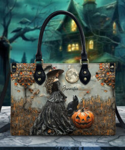 Personalized Witch Print 3D Relief Art Handbag With Handle, Spooky Halloween Bags, Trick Or Treat Halloween Bags, Witchy Gothic Bags QFHA4300804