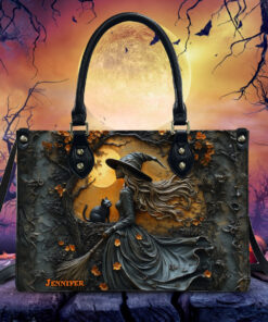 Personalized Witch Print 3D Relief Art Handbag With Handle, Spooky Halloween Bags, Trick Or Treat Halloween Bags, Witchy Gothic Bags QFHA4300805