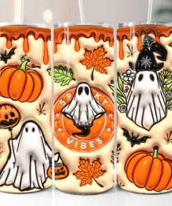 Inflated 3D Halloween Skinny 20 Oz Tumbler, Spooky Ghost Halloween Tumbler, Halloween Gift, Spooky Season Gift NPNT4020854