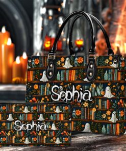 Boho Bookish Ghoul Reading Handbag, Halloween Library Bookshelf Ghost Handbag, Floral Book Lover Gift, Halloween Gift QFHM4120802