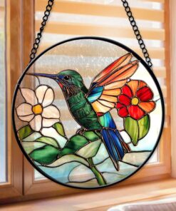Hummingbird Stained Glass - Stained Glass Window Hangings - Hummingbird - Suncatcher Stained Glass QFTD4090803