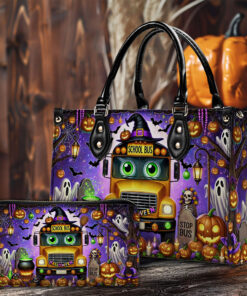 Halloween School Bus Driver Leather Handbag & Wallet QFNT4120902