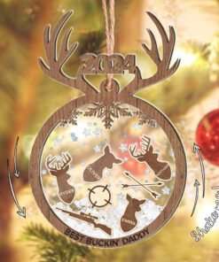 Personalized Best Buckin Deer Shaker Ornament, Father's day Hunting Gift, Christmas Hunting Dad Gift QFHA4110901
