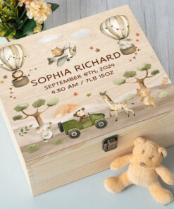 Personalized Baby Memory Keepsake Box, Wooden Keepsake Box for Newborn Baby, Cute Animal Wooden Box For Baby Girl, Baby Boy QFNT4300805