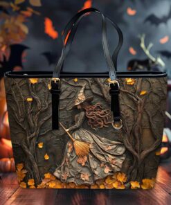 Halloween Witch Leather Tote Bag QFTD4060904