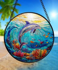 Stained Glass Dolphins Suncatcher PMHM4100908