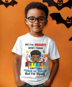 Personalized Halloween Autism Trick or Treat Kid's T-shirt, Halloween Gift for Autism Kids, Autism Awareness, Halloween Gift for kids NPND4120903