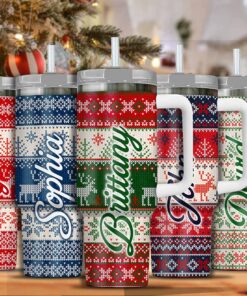 Personalized Ugly Sweater, Matching Family Christmas 40 Oz Tumbler, Christmas Cup, Ugly Sweater Custom Christmas Tumblers, Travel Mug, Holiday Gift QFPY4130901