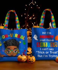 Personalized Autism Trick or Treat Candy Tote bag NPND4120902