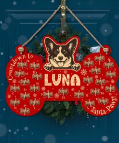 Personalized Dog Santa Treat Countdown To Santa Paws - Dog Lovers Gift, Bone Shaped Christmas Countdown, Dog Advent Calendar QFTD4171001