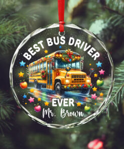 Personalized School Bus Driver Glass Ornament MQNT4251001