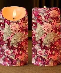 Personalized Breast Cancer LED Candle QFLT4251002