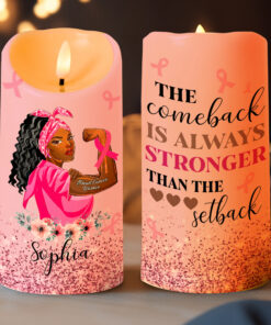 Personalized Breast Cancer LED Candle QFLT4261004