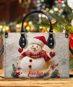 Snowman Leather Bag/Christmas Leather Bag/ Handbag Shoulder Bag Christmas For Women THHA4261003
