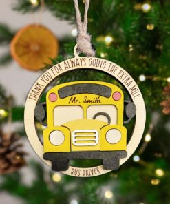 Personalized Christmas Bus Driver 2 Layer Wood Ornament, Best Bus Driver Ever Ornament QFTD4281001
