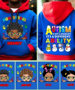 Personalized Autism Christmas Hoodie for kids, Autism Is Not A Disability It's A Different Ability, Autism Awareness, Autism Christmas Gift NPUU4011005