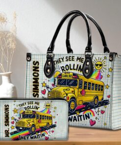 Personalized School Bus Driver Leather Handbag + Wallet NPHH4291002