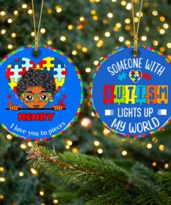 Personalized Autism 2 layered Wooden Ornament / Ceramic Ornament, Christmas Gift for Autism, Autism Awareness Gift, Christmas Decor NPND4291002