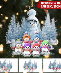 Personalized Christmas Snowman Grandma/ Mom With Kids Acrylic Ornament QFPY4301002